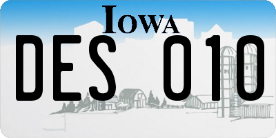 IA license plate DES010