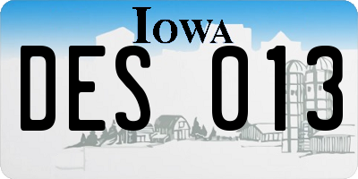 IA license plate DES013