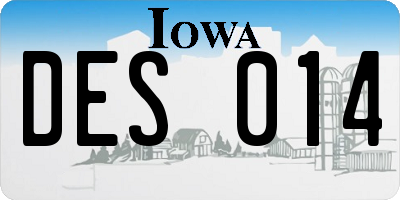 IA license plate DES014