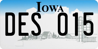 IA license plate DES015