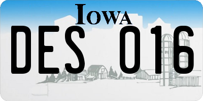 IA license plate DES016