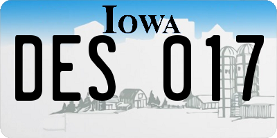 IA license plate DES017