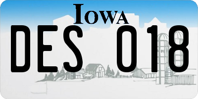 IA license plate DES018