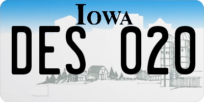 IA license plate DES020