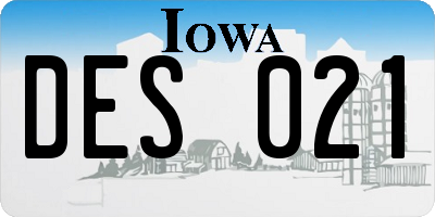 IA license plate DES021