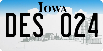 IA license plate DES024