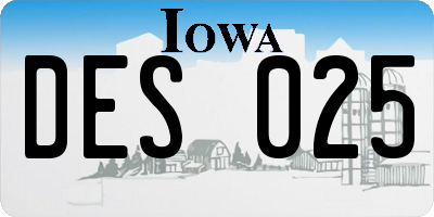 IA license plate DES025