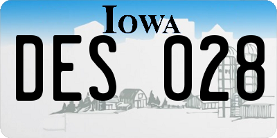 IA license plate DES028
