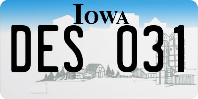 IA license plate DES031