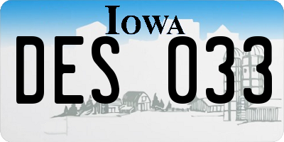 IA license plate DES033