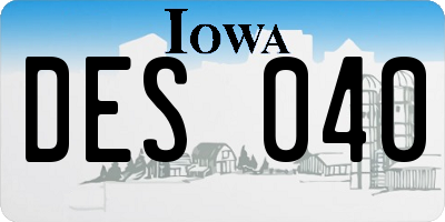 IA license plate DES040