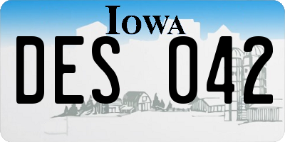 IA license plate DES042