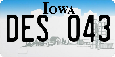 IA license plate DES043