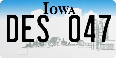 IA license plate DES047