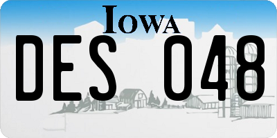 IA license plate DES048