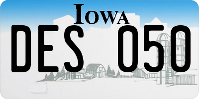 IA license plate DES050