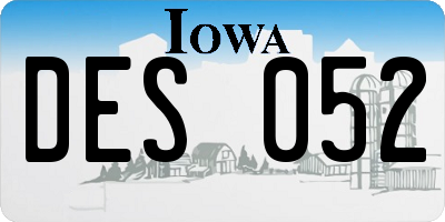 IA license plate DES052