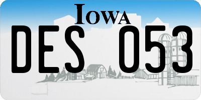 IA license plate DES053