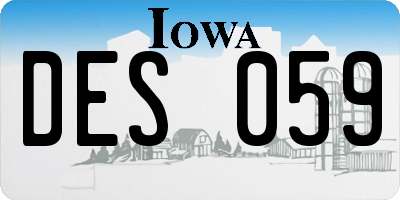 IA license plate DES059
