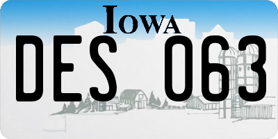 IA license plate DES063