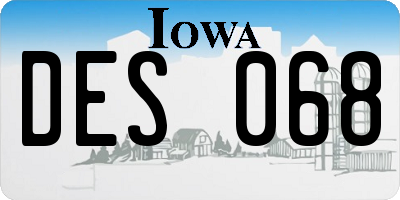 IA license plate DES068