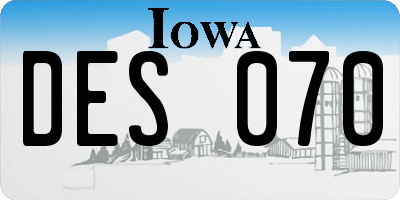 IA license plate DES070