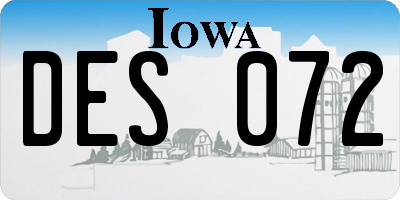 IA license plate DES072