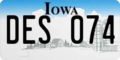 IA license plate DES074