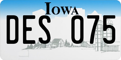 IA license plate DES075