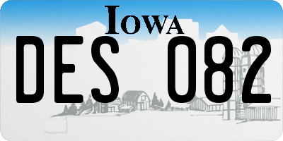 IA license plate DES082