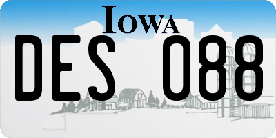 IA license plate DES088