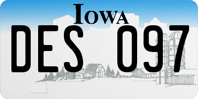 IA license plate DES097