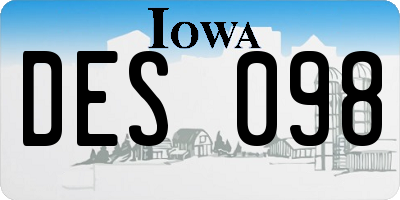 IA license plate DES098