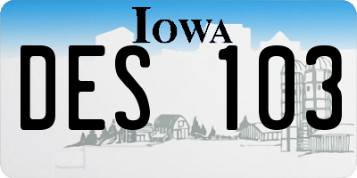 IA license plate DES103