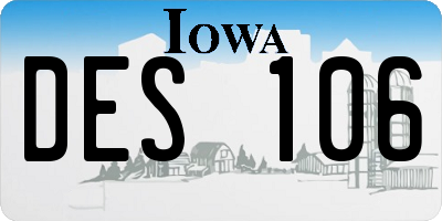 IA license plate DES106