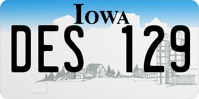 IA license plate DES129