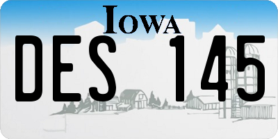 IA license plate DES145