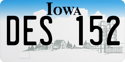 IA license plate DES152
