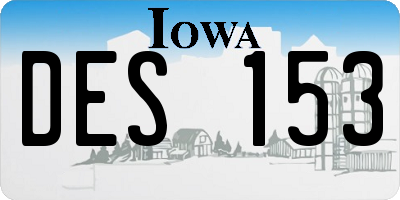IA license plate DES153