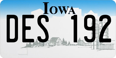 IA license plate DES192