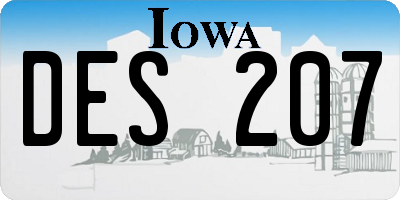 IA license plate DES207