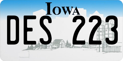 IA license plate DES223