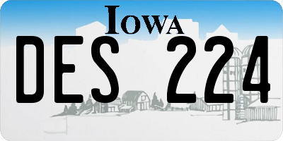 IA license plate DES224