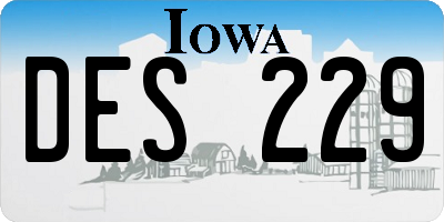 IA license plate DES229