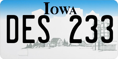 IA license plate DES233