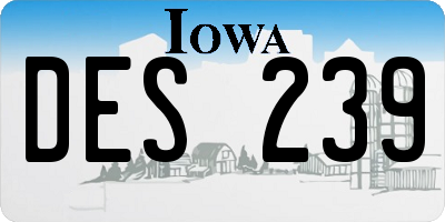 IA license plate DES239