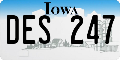 IA license plate DES247