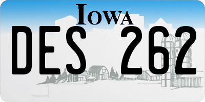IA license plate DES262