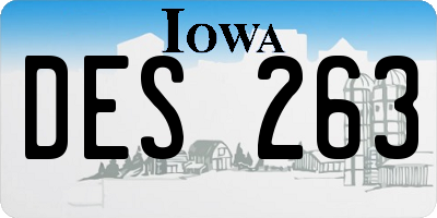 IA license plate DES263