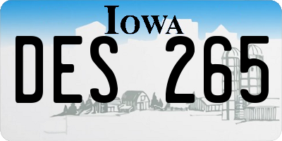 IA license plate DES265